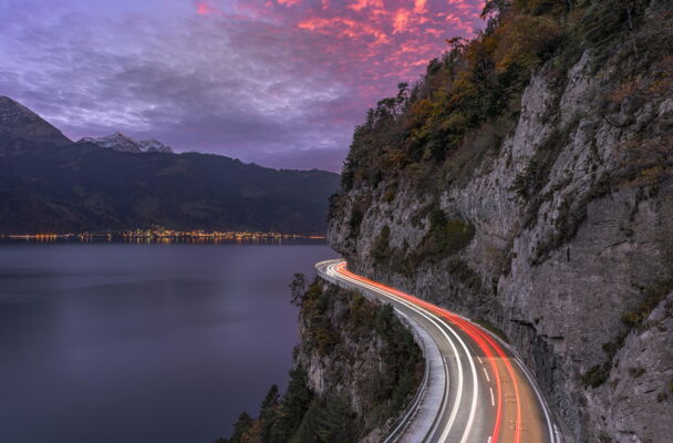 Lighttrails, Sundlauenen, Switzerland