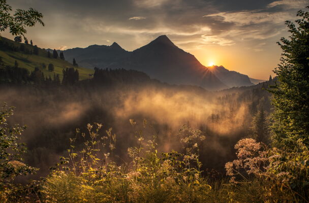 Foggy Sunset, Suldtal, Switzerland
